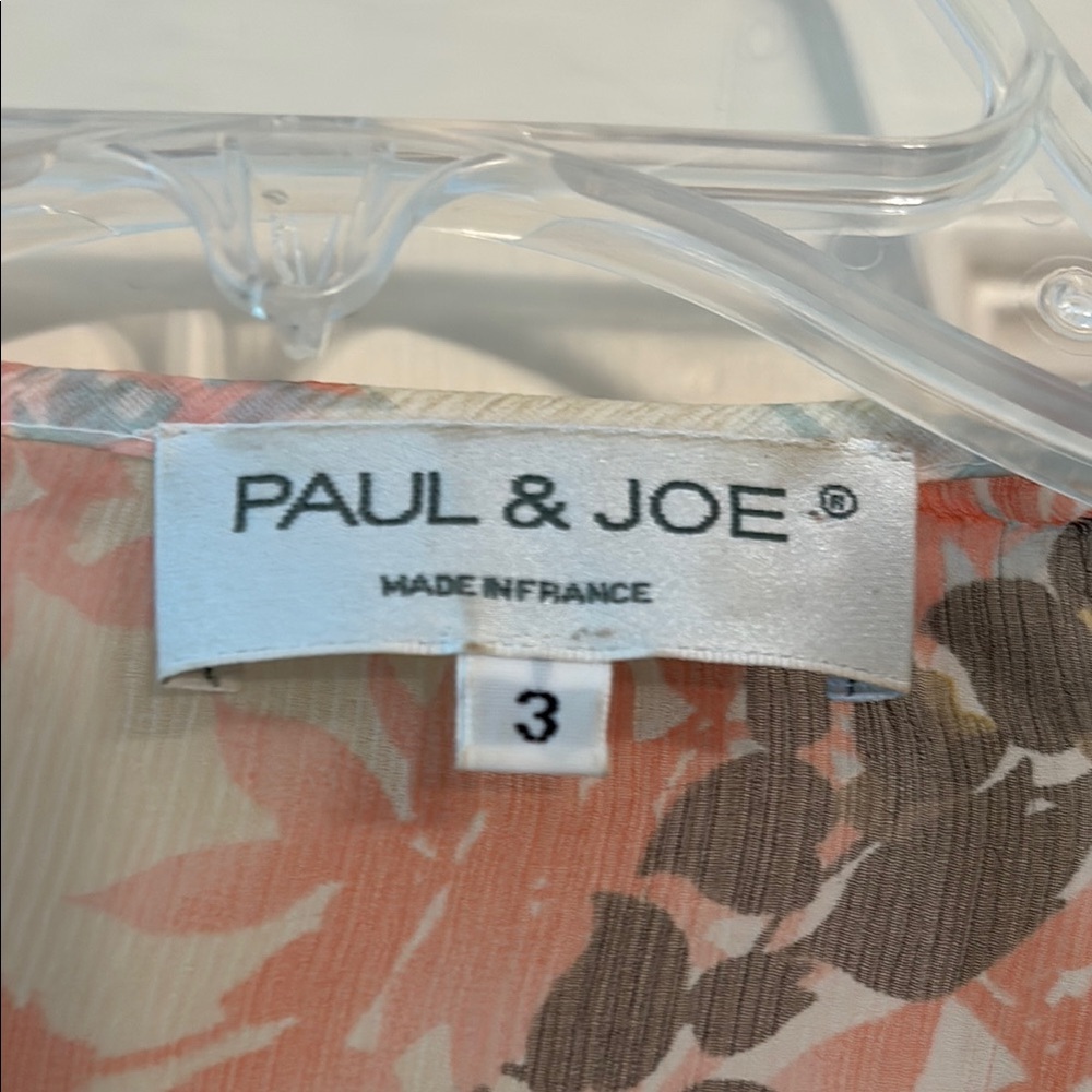 Paul & Joe Boho Silk Chiffon Floral Short Sleeve Blouse size L - Picture 2 of 11
